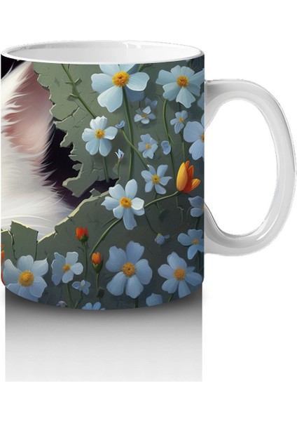 Koyu Fon Üzerinde Mavi Gözlü Sevimli Kedi – Baskılı Kahve Kupası fırsatları