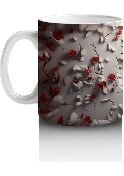 Kırmızı Yapraklarla Sarılmış Gotik Geyik Illüstrasyonu - Baskılı Kahve Kupası fiyatları