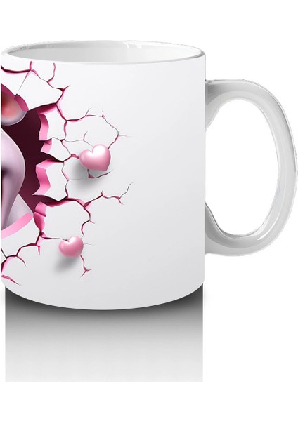 Pembe Çatlak Zeminden Bakan Sevimli Su Aygırı - Baskılı Kahve Kupası fırsatları