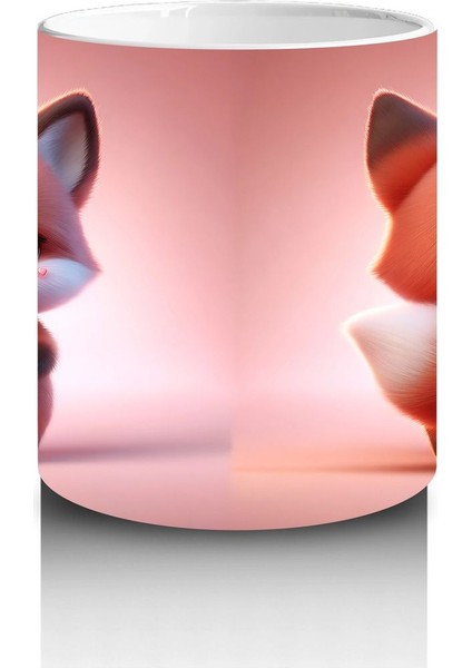 Sevimli Kedi Figürü (Ön ve Arka Görünüm) – Baskılı Kahve Kupası modelleri