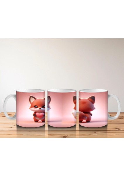 Sevimli Kedi Figürü (Ön ve Arka Görünüm) – Baskılı Kahve Kupası indirimleri