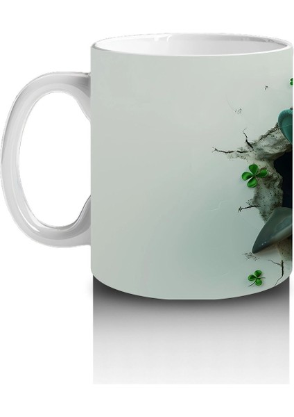 St. Patrick Şapkalı Sevimli Beyaz Köpek – Baskılı Kahve Kupası fiyatları