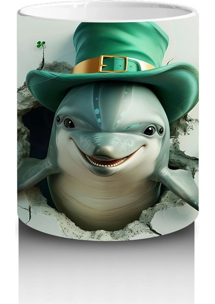 St. Patrick Şapkalı Sevimli Beyaz Köpek – Baskılı Kahve Kupası modelleri