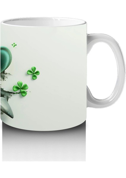 St. Patrick Şapkalı Sevimli Beyaz Köpek – Baskılı Kahve Kupası fırsatları