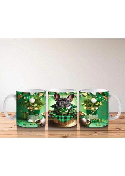 Fransız Bulldog ile St. Patrick Partisi – Altın Kazanlı Eğlenceli Kupa Tasarımı indirimleri