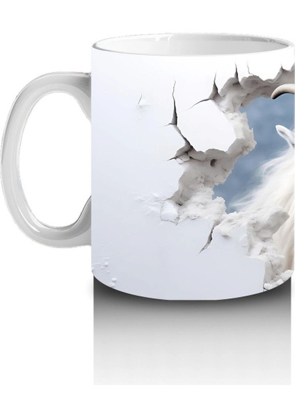 Mavi Gökyüzü Arka Planlı Çatlak Zeminden Bakan Dağ Keçisi - Baskılı Kahve Kupası fiyatları