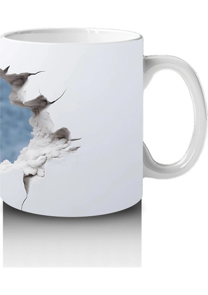 Mavi Gökyüzü Arka Planlı Çatlak Zeminden Bakan Dağ Keçisi - Baskılı Kahve Kupası fırsatları