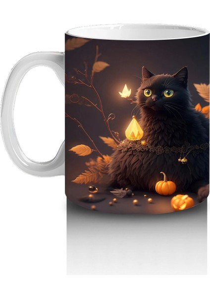 Yılbaşı Işıkları Arasında Siyah Kediler – Baskılı Kahve Kupası fiyatları