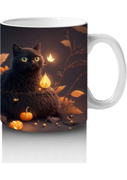 Yılbaşı Işıkları Arasında Siyah Kediler – Baskılı Kahve Kupası fırsatları