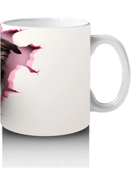 Pembe Kalpli Çatlakta Bakan Neşeli Köpek – Baskılı Kahve Kupası fırsatları