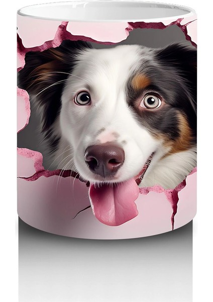 Çatlak Duvardan Bakan Siyah Beyaz Köpek – Baskılı Kahve Kupası modelleri