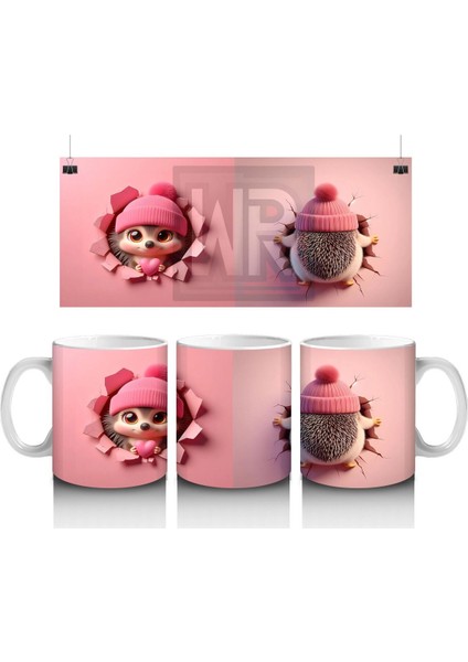 Pembe Elbiseli Oyuncak Kirpi – Baskılı Kahve Kupası