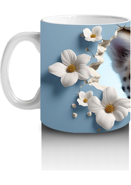 Çiçekli Fon Üzerinde Leopar Yavrusu – Baskılı Kahve Kupası fiyatları