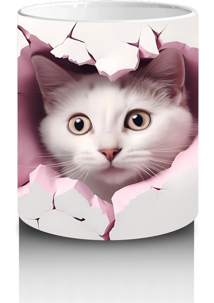 Çatlak Duvar Arasından Bakan Gri Kedi – Baskılı Kahve Kupası modelleri