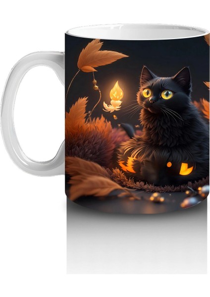 Yılbaşı Süslemeleriyle Işıklı Kediler – Baskılı Kahve Kupası fiyatları