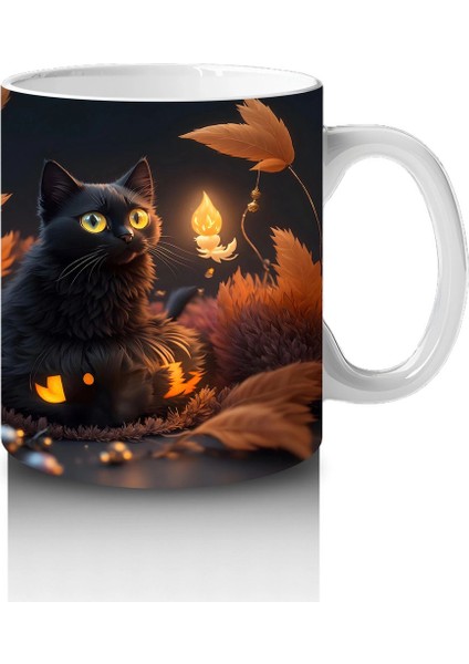 Yılbaşı Süslemeleriyle Işıklı Kediler – Baskılı Kahve Kupası fırsatları