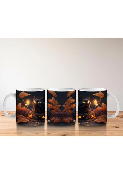 Yılbaşı Süslemeleriyle Işıklı Kediler – Baskılı Kahve Kupası indirimleri