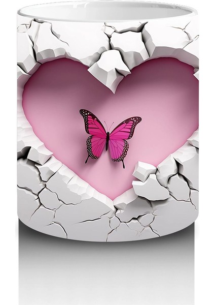 Çatlak Duvar Kalbi Içinde Uçan Kelebek – Baskılı Kahve Kupası modelleri