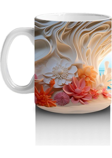 Çiçeklerle Çevrili Masalsı Deniz Manzarası – Baskılı Kahve Kupası fiyatları