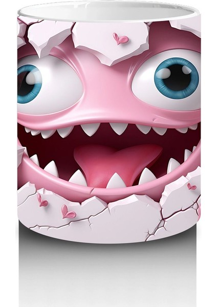 Ağzı Açık Sevimli Yaratık Maskotu – Baskılı Kahve Kupası modelleri