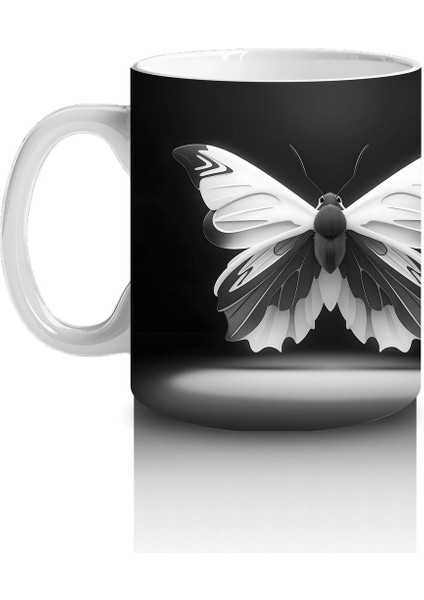Siyah Beyaz Zarif Kelebek Ikilisi – Baskılı Kahve Kupası fiyatları