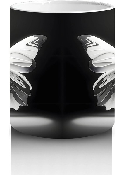 Siyah Beyaz Zarif Kelebek Ikilisi – Baskılı Kahve Kupası modelleri