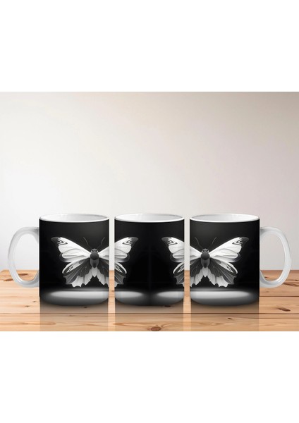 Siyah Beyaz Zarif Kelebek Ikilisi – Baskılı Kahve Kupası indirimleri