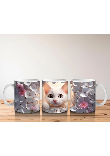 Gri Yapraklar Arasında Meraklı Kedi – Baskılı Kahve Kupası indirimleri