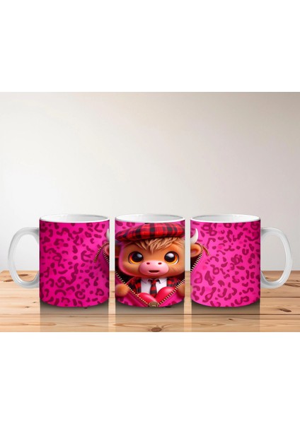 Leopar Desenli Fon Üzerinde Tatlı Oyuncak – Baskılı Kahve Kupası indirimleri