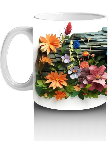 Çiçekli Bahçede Uçan Mavi Kelebek – Baskılı Kahve Kupası fiyatları