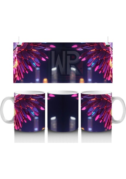 Renkli Neon Işıklarla Dans Eden Kediler – Baskılı Kahve Kupası
