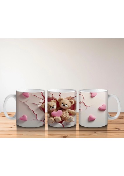 Kalplerle Süslenmiş Sarılan Ayıcıklar – Baskılı Kahve Kupası indirimleri