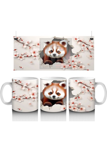 Sevimli Tilki ve Çiçekli Arka Plan – Baskılı Kahve Kupası