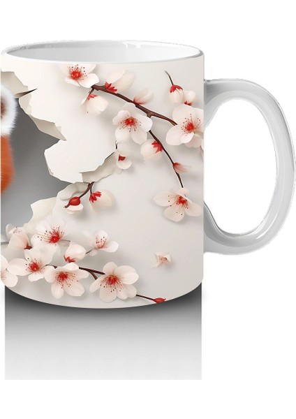 Sevimli Tilki ve Çiçekli Arka Plan – Baskılı Kahve Kupası fırsatları