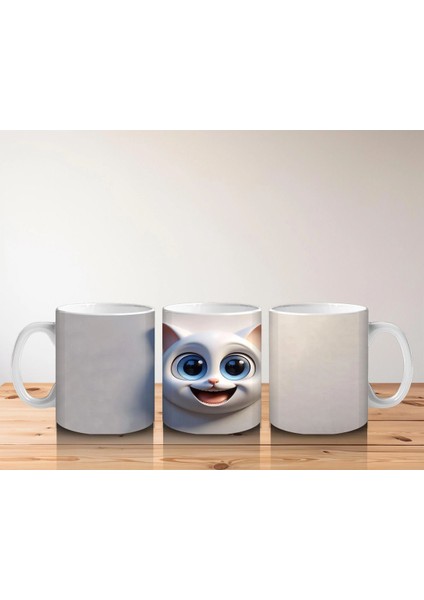 Duvar Arasından Bakan Sevimli Kedi Kafası - Baskılı Kahve Kupası indirimleri
