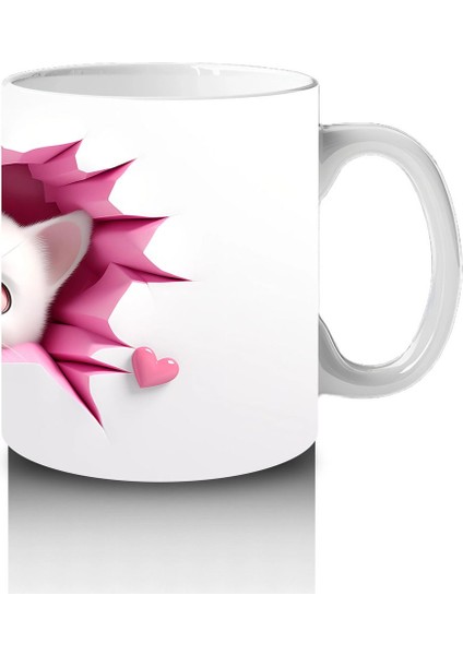 Pembe Kalplerle Süslenmiş Tatlı Kedi Çifti – Baskılı Kahve Kupası fırsatları