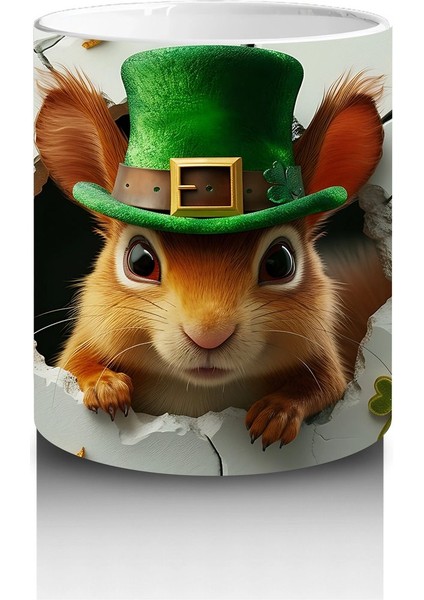 St. Patrick Temalı Sincap Maskotu – Baskılı Kahve Kupası modelleri