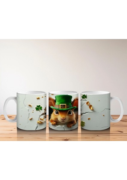 St. Patrick Temalı Sincap Maskotu – Baskılı Kahve Kupası indirimleri
