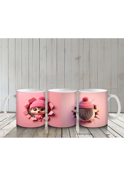 Pembe Elbiseli Oyuncak Kirpi – Baskılı Kahve Kupası