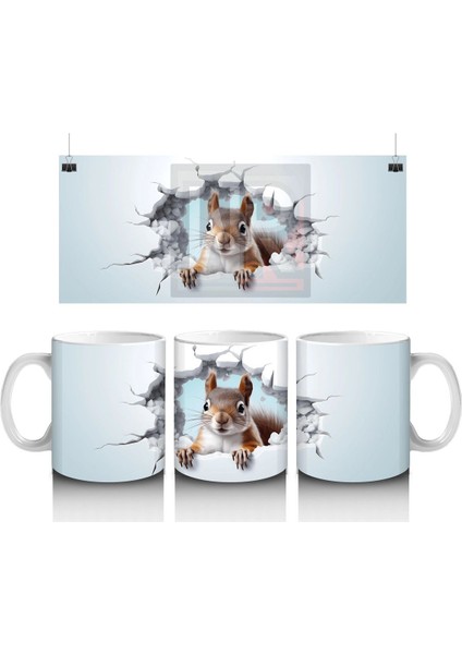 Çatlak Duvar Arasında Yavru Sincap – Baskılı Kahve Kupası