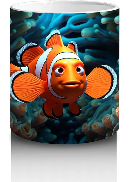 Mavi Mercanlar Arasında Palyaço Balığı – Baskılı Kahve Kupası modelleri