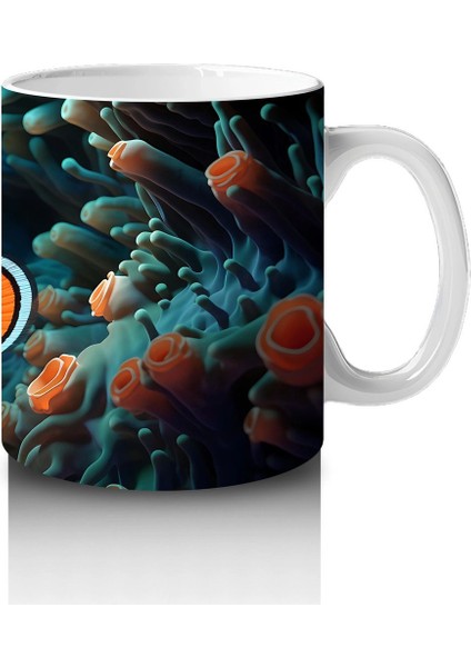 Mavi Mercanlar Arasında Palyaço Balığı – Baskılı Kahve Kupası fırsatları