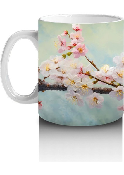 Kiraz Çiçekleri Arasında Kuş – Baskılı Kahve Kupası fiyatları