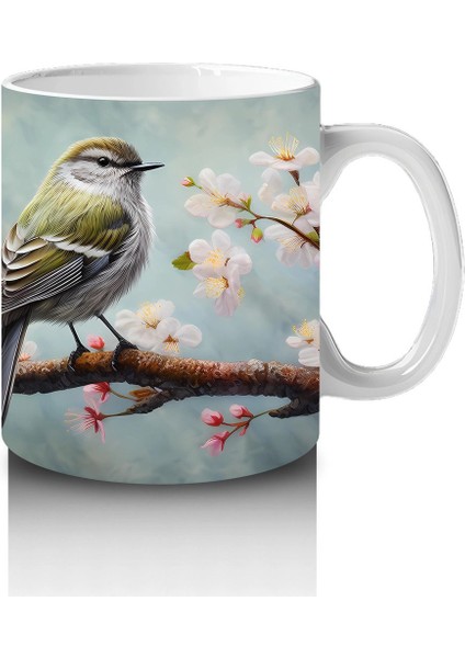 Kiraz Çiçekleri Arasında Kuş – Baskılı Kahve Kupası fırsatları