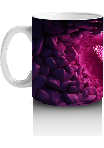 Kalp Şeklinde Işıkla Aydınlanan Pembe Kelebek – Baskılı Kahve Kupası fiyatları