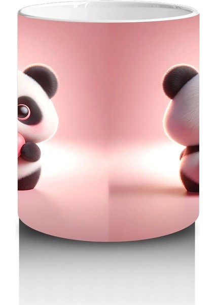 Ön ve Arka Yüzüyle Sevimli Panda Karakteri – Baskılı Kahve Kupası modelleri