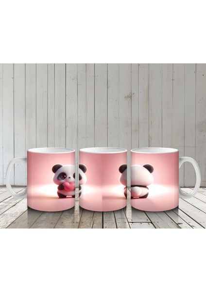 Ön ve Arka Yüzüyle Sevimli Panda Karakteri – Baskılı Kahve Kupası