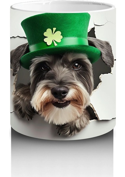 Yonca Yapraklarıyla Süslenmiş Tatlı Köpek – Baskılı Kahve Kupası modelleri