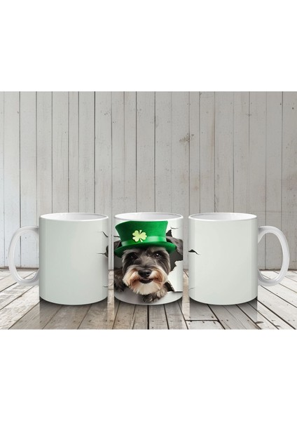 Yonca Yapraklarıyla Süslenmiş Tatlı Köpek – Baskılı Kahve Kupası