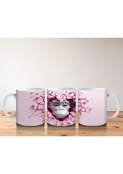 Çatlak Duvar Arasında Bakan Güçlü Goril Figürü - Baskılı Kahve Kupası indirimleri